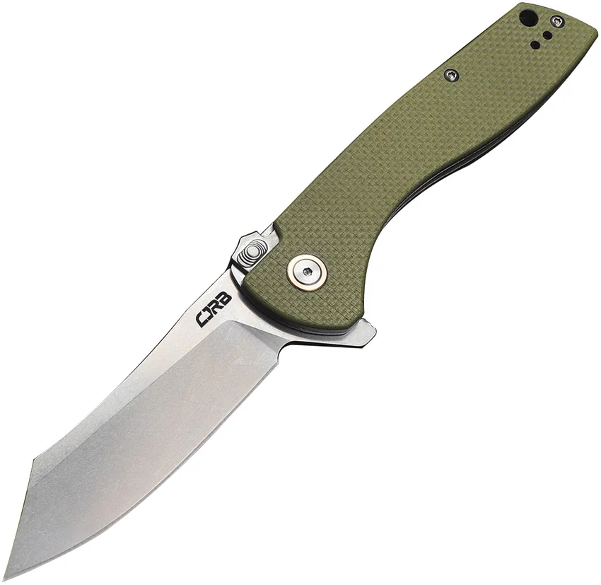 CJRB Kicker Recoil-Lock Knife Green G-10 (3.5" Stonewash) J1915-GN