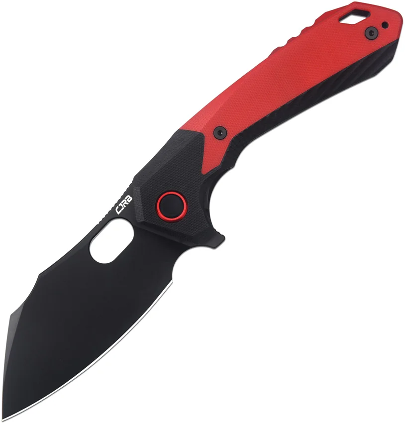 CJRB Caldera Liner Lock Flipper Knife Red/Black G-10 ( 3.5" Black)