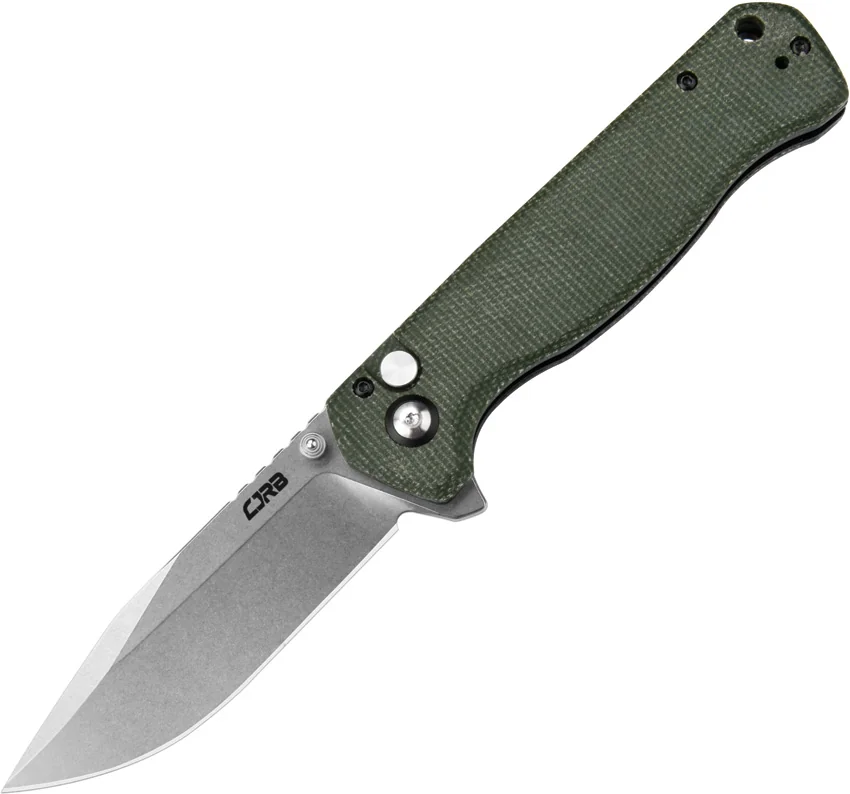 CJRB Cutlery Chord Button Lock Knife Green Micarta (3.5" Satin)