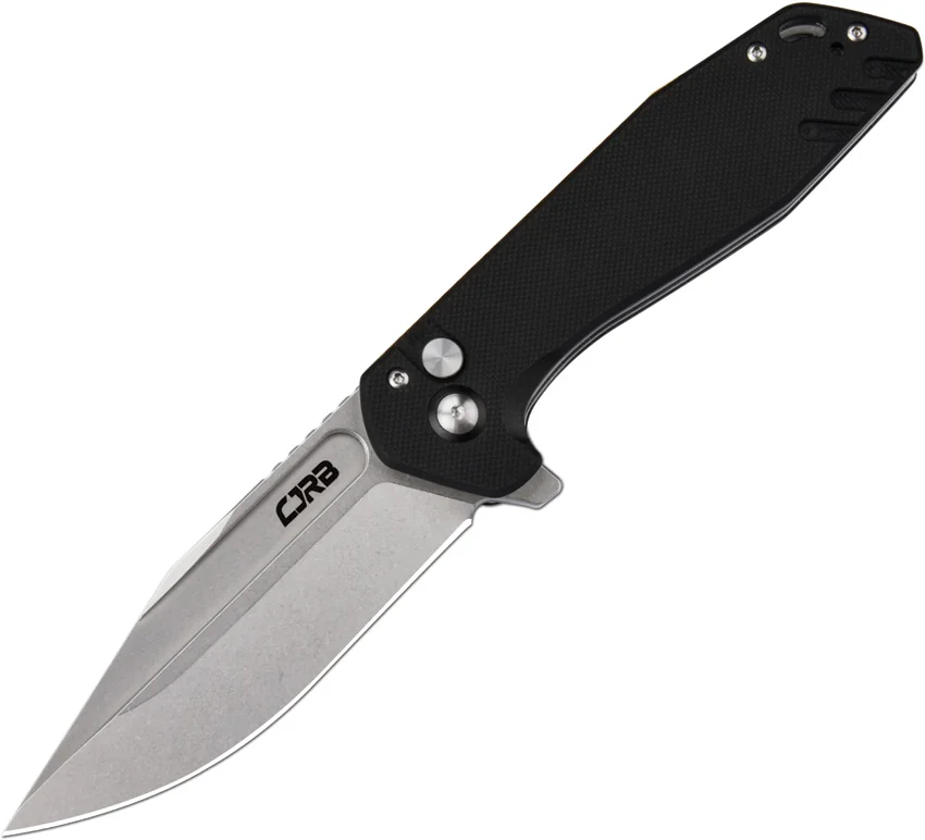 CJRB Cutlery Riff Button Lock Knife Black G-10 (3.5" Satin)