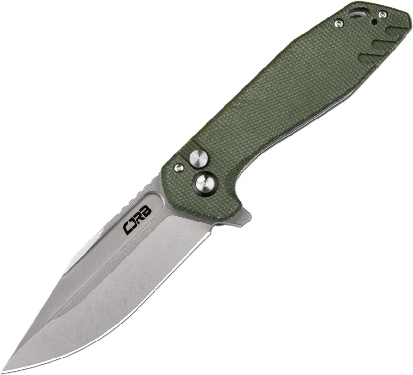 CJRB Cutlery Riff Button Lock Knife Green Micarta (3.5" Satin)