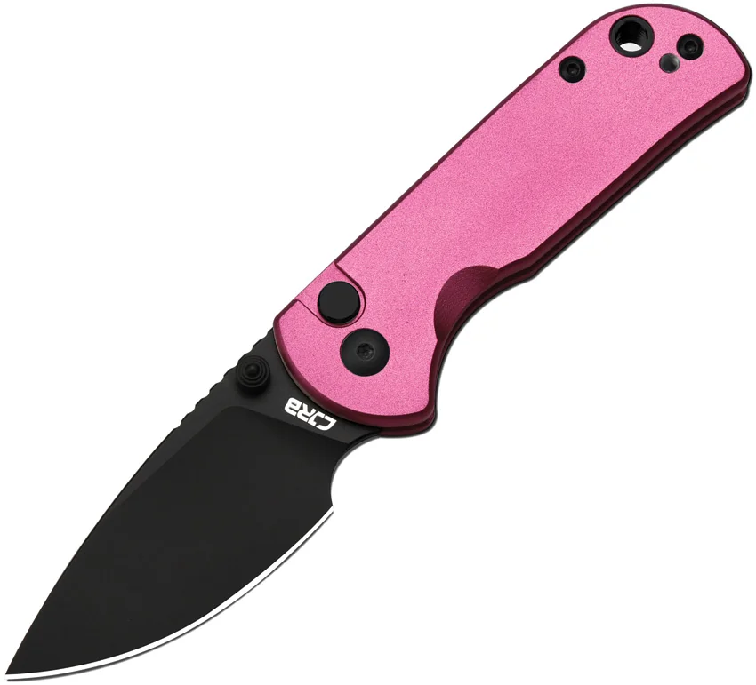 CJRB Cutlery Mica Button Lock Knife Pink Aluminum (2.4" Black AR-RPM9)