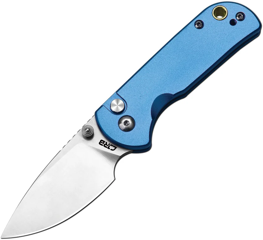 CJRB Cutlery Mica Button Lock Knife Blue Aluminum (2.4" Satin AR-RPM9)