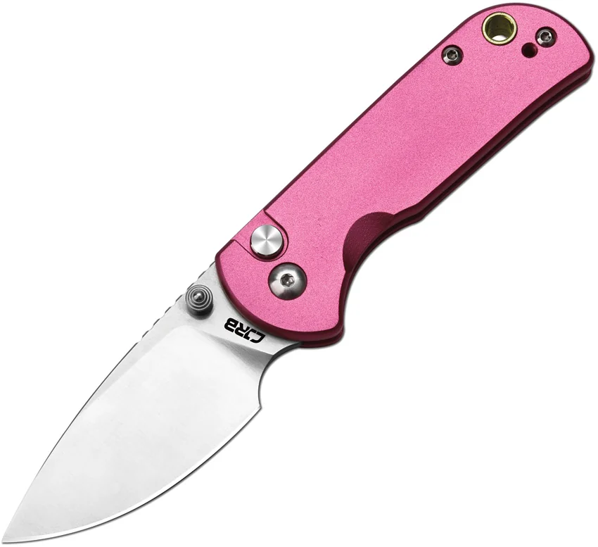 CJRB Cutlery Mica Button Lock Knife Pink Aluminum (2.4" Satin AR-RPM9)