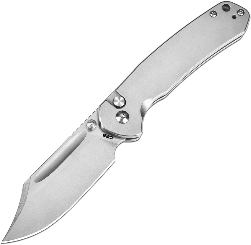 CJRB Cutlery Pyrite Bowie Button Lock Knife Steel (3.1" Stonewash)