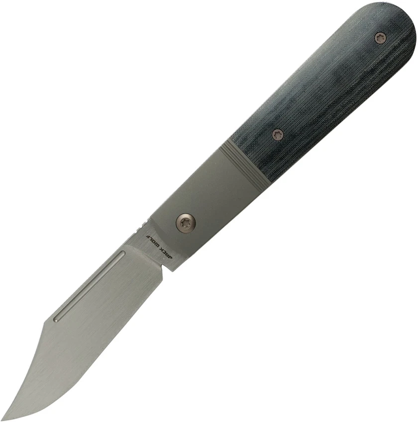Jack Wolf Knives Primo Jack Frame Lock Knife Black Linen Micarta (3.3" Satin)