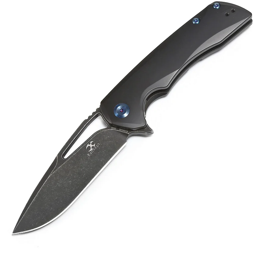 Kansept Knives Kyro Frame Lock Knife Black Titanium (3.58" Black)