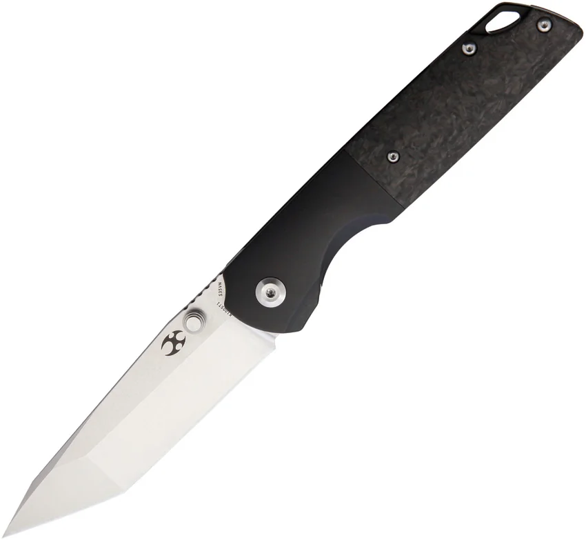 Kansept Knives Warrior Tanto Frame Lock Knife Marble CF/Black Ti (3.46" Satin)