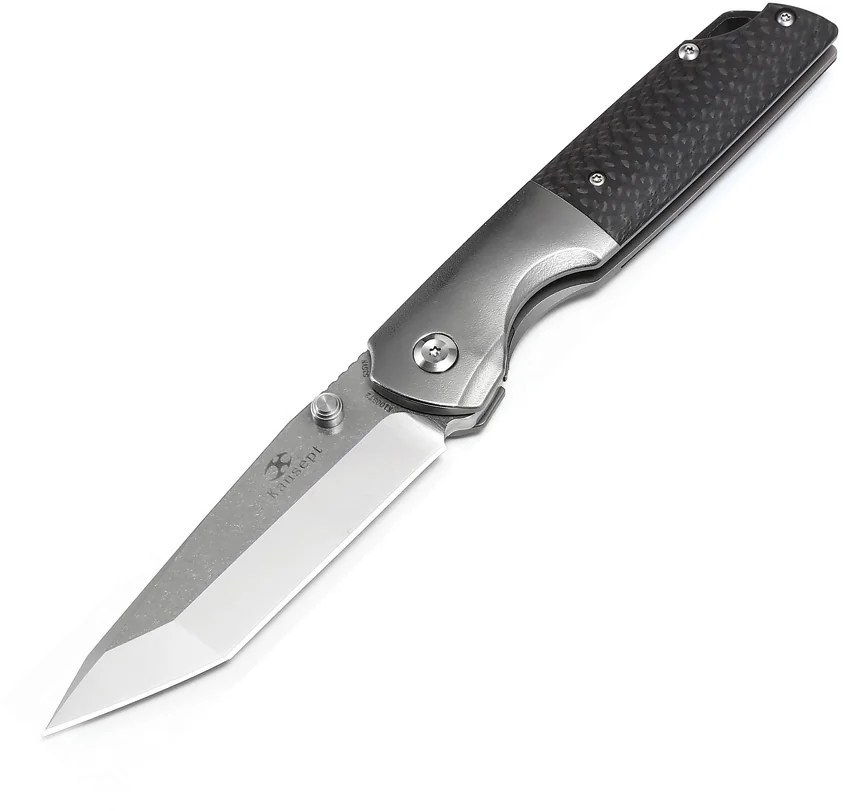 Kansept Knives Warrior Tanto Frame Lock Knife CF/Ti (3.46" Satin)