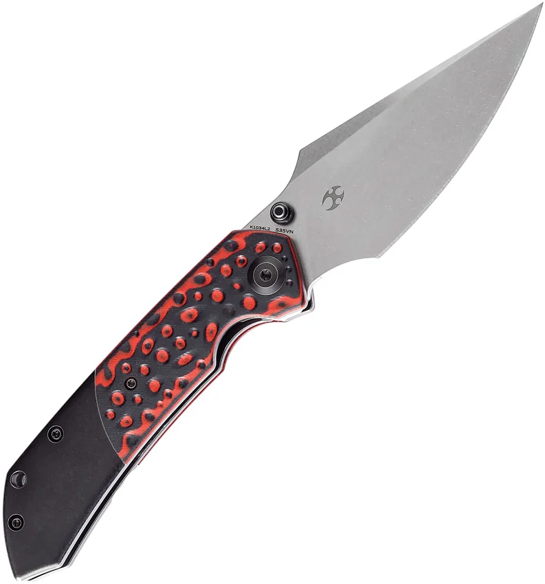 Kansept Greg Schob Fenrir Liner Lock Knife Black/Red G-10 (3.4" Stonewash) LH