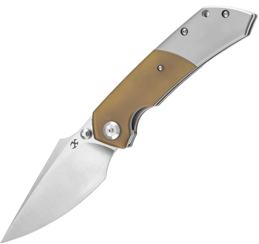 Kansept Fenrir Liner Lock Knife Amber Ultem/ Titanium (3.5" Satin) K1034P1