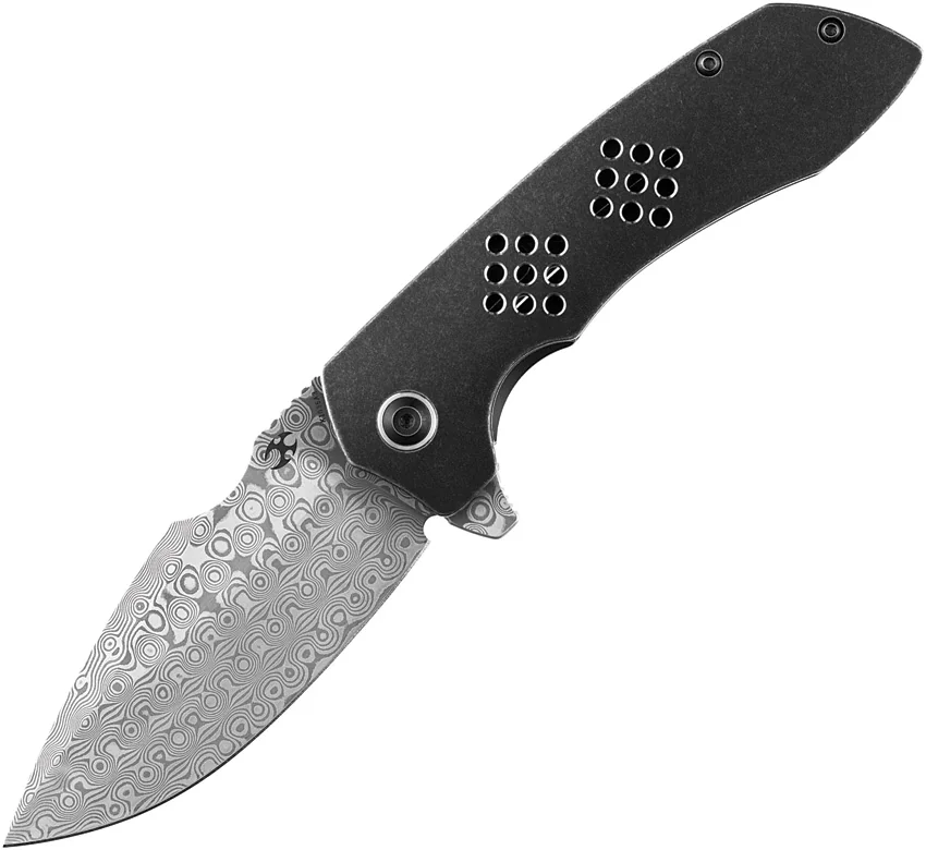 Kansept Entity Drop Point Frame Lock Knife Titanium (3.5" Damascus) K1036A3