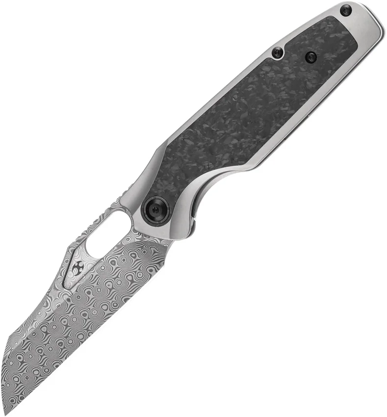 Kansept Tuckamore Frame Lock Knife Shred CF/Ti (3.54" Damascus) K1052A5