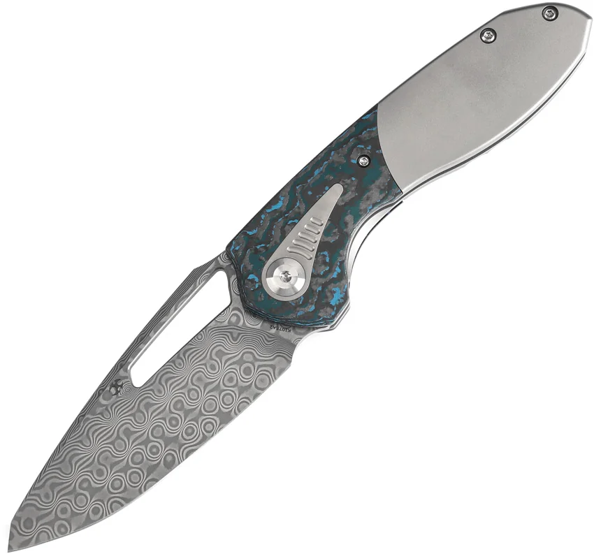 Kansept Thoth Frame Lock Knife Artic Storm Titanium (3.5" Damascus)