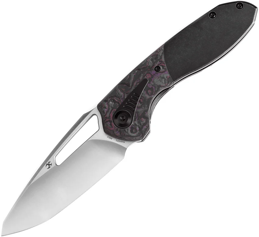 Kansept Thoth Frame Lock Knife Black SW Ti Purple Haze Carbon Fiber (3.5" Satin)