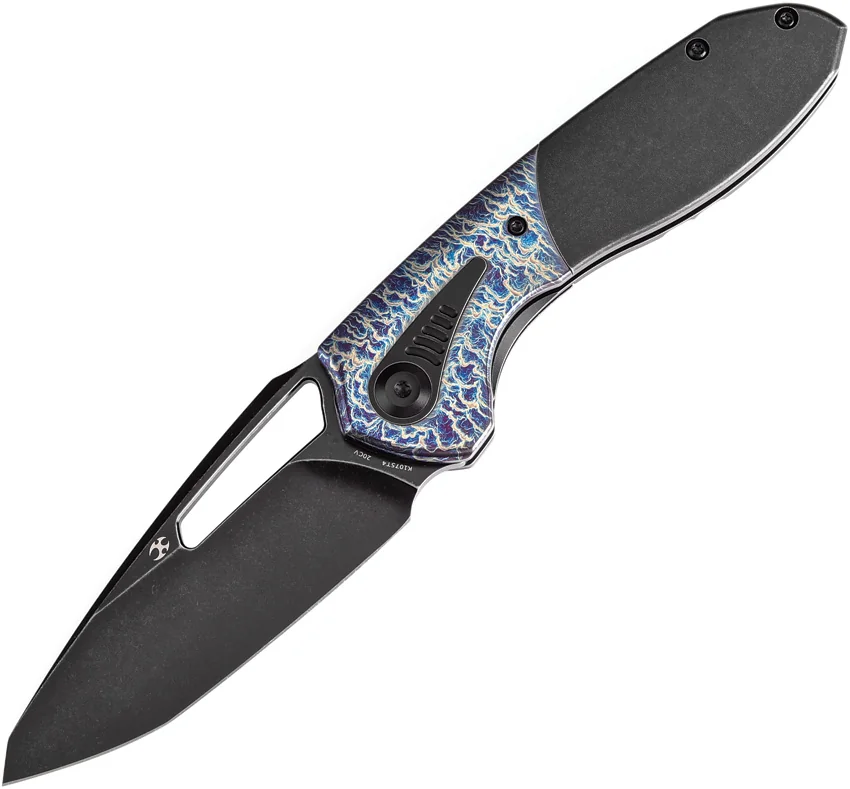 Kansept Thoth Frame Lock Knife Lightning Strike Titanium (3.5" Black SW)
