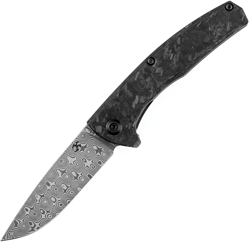 Kansept AGI Frame Lock Knife Twill Carbon Fiber/Titanium (2.9" Damascus)