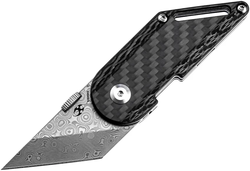Kansept Pinkerton Dash Folding Kiridashi Knife Carbon Fiber (1.69" Damascus)