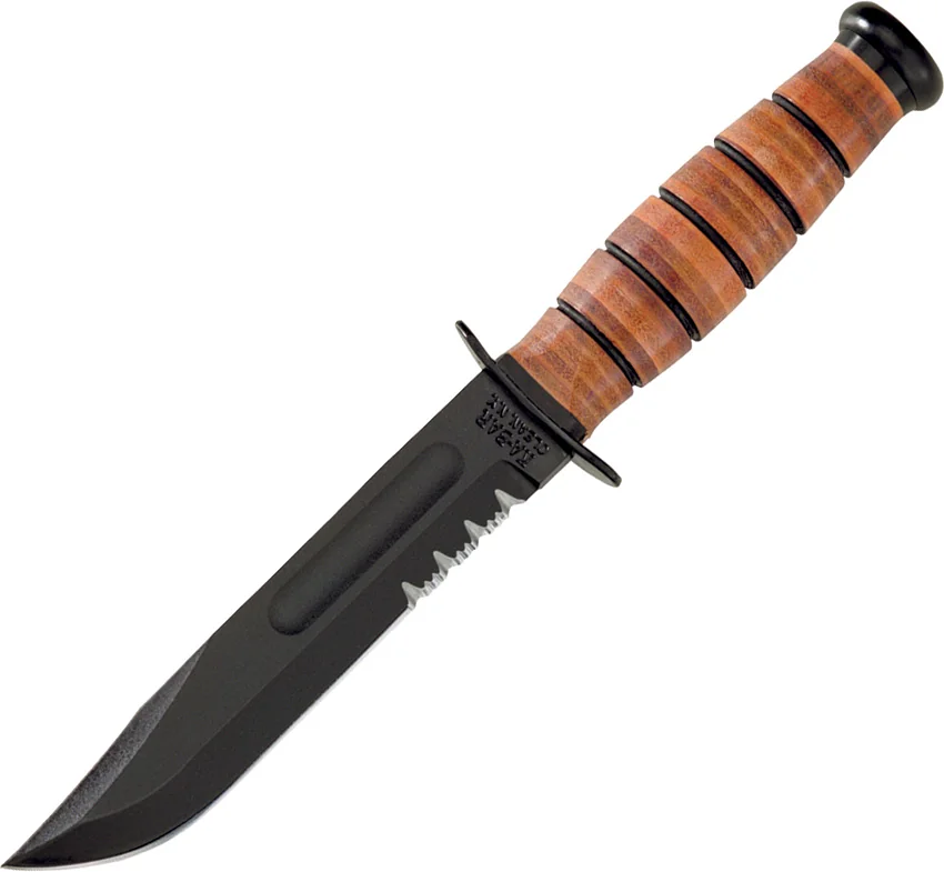 Ka-Bar Full-Size ARMY Fighting/Utility Knife Leather Sheath (7" Black Serr) 1219