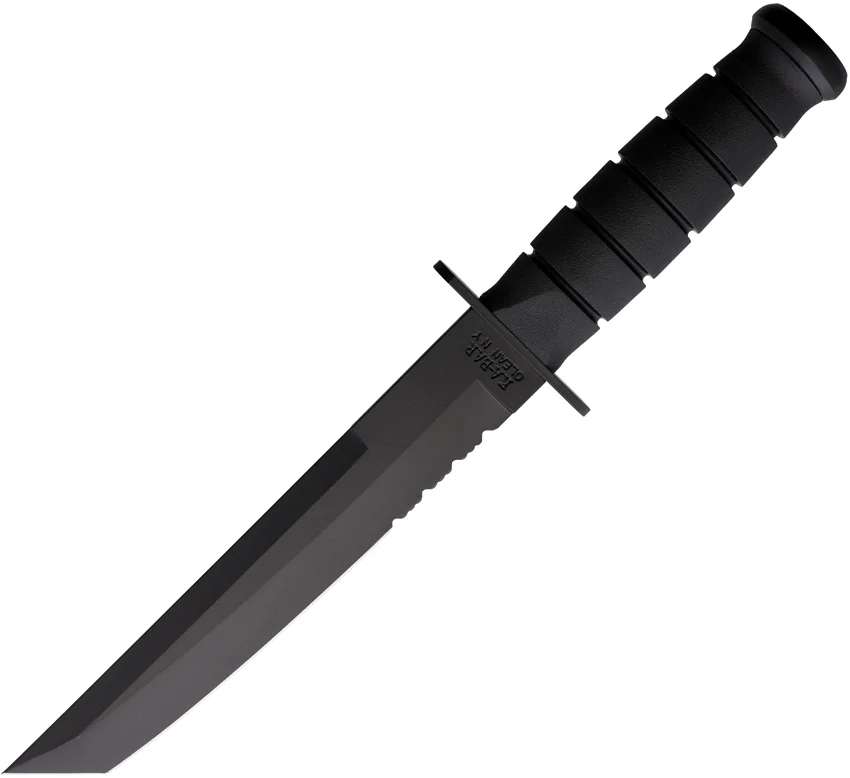 Ka-Bar Black Tanto Tactical Knife + Sheath (8" Black Serr) 1245