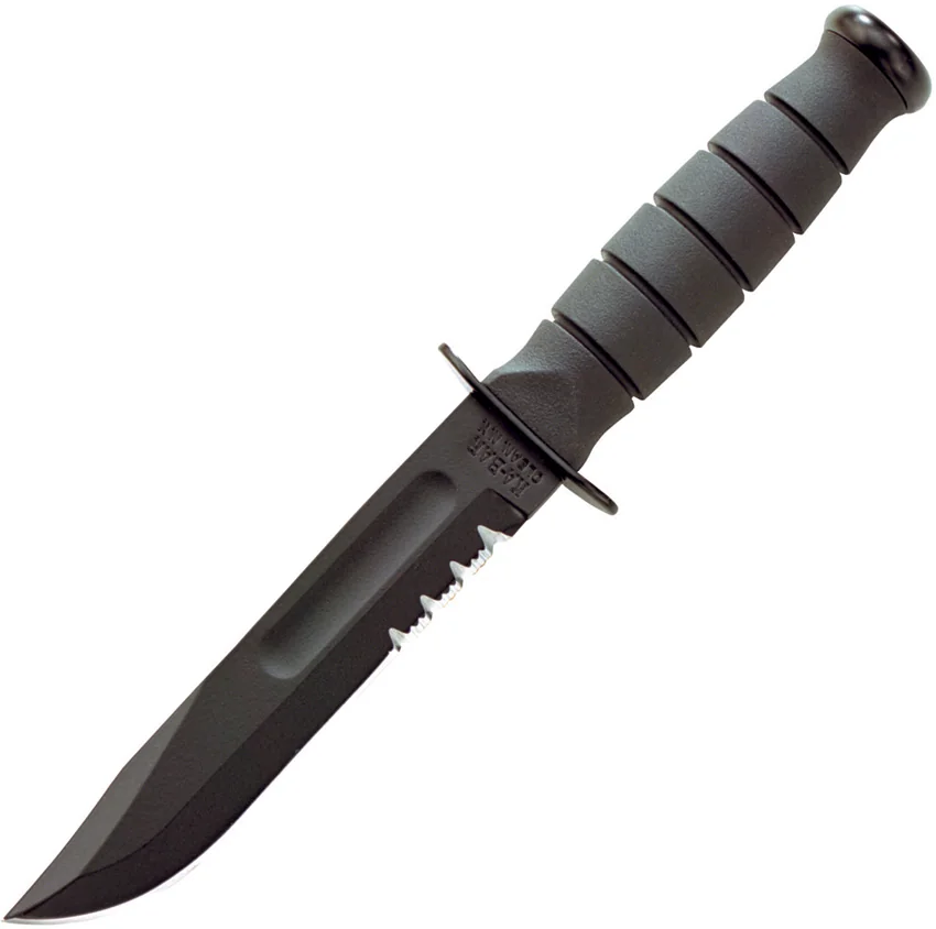 Ka-Bar Short Fighting/Utility Knife w/ Leather Sheath (5.25" Serr) 1257