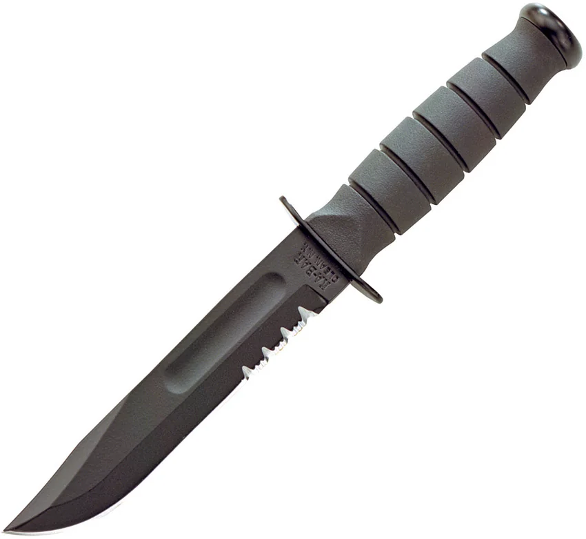 Ka-Bar Short Fighting/Utility Knife Black GFN Sheath (5.25" Black Serr) 1259