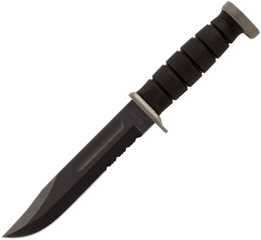 Ka-Bar Bowie D2 Extreme Fixed Blade Knife Black Kraton (7" Black)