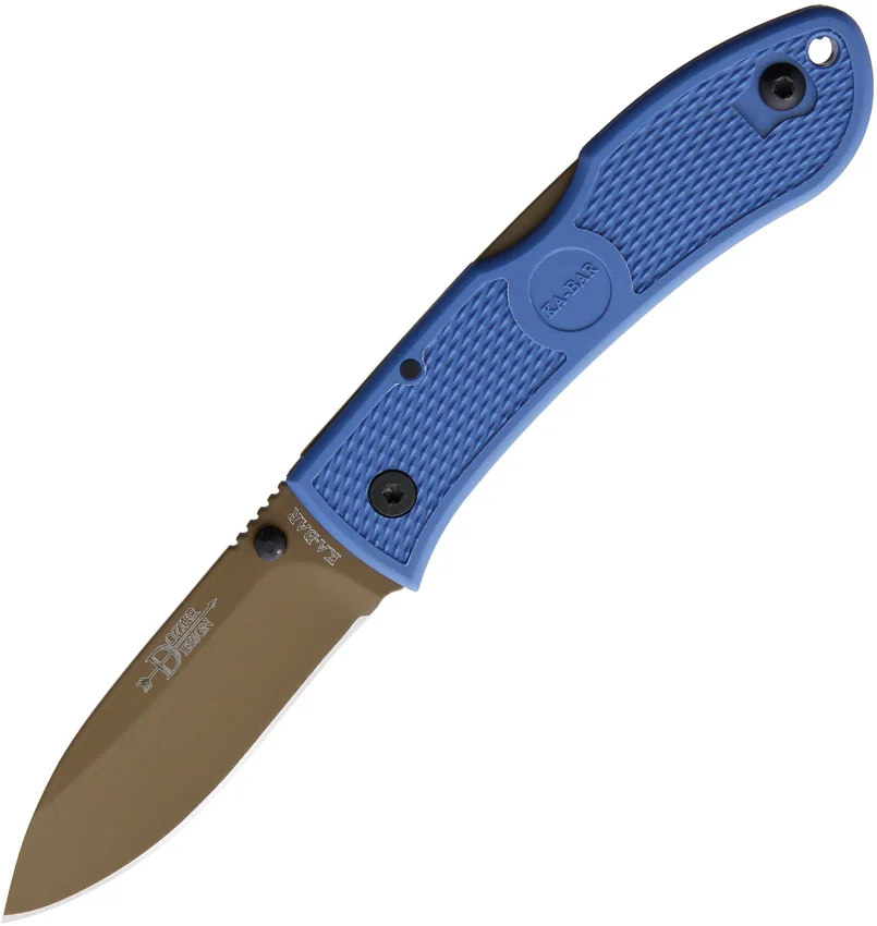 Ka-Bar Dozier D2 Folding Hunter Lockback Knife Blue (3"Bronze) 4062D2