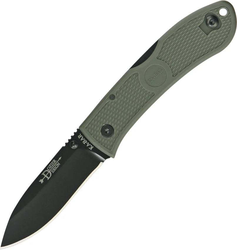Ka-Bar Dozier Foliage Green Hunter Folding Knife (3" Black Plain) 4062 FG