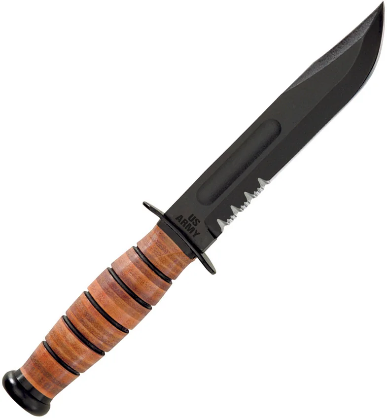 Ka-Bar Bowie Full-Size US ARMY Knife GFN Sheath (7" Black Serr) 5019