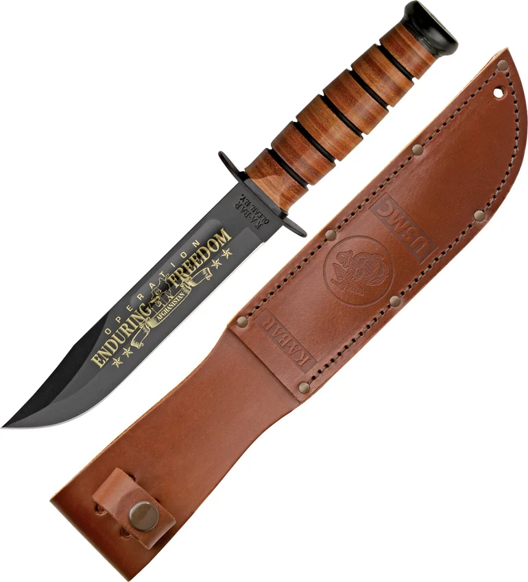 Ka-Bar Bowie Full Size USMC Operation Enduring Freedom Knife (7" Black) 9169
