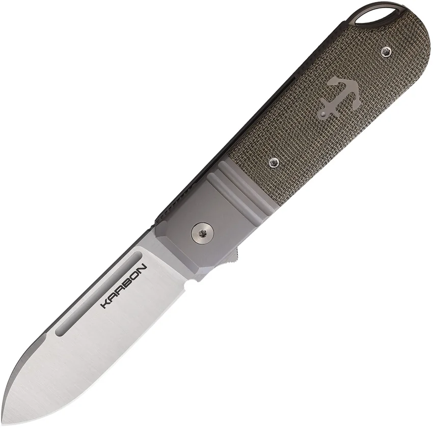 Karbon Knives Ahoy Frame Lock Knife Titanium/Green Micarta (3.1" Satin)