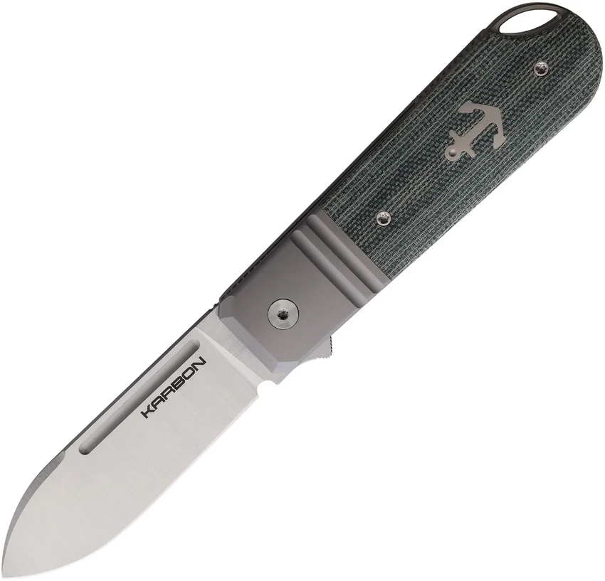 Karbon Knives Ahoy Frame Lock Knife Ti/Blue Denim Micarta (3.1" Satin)