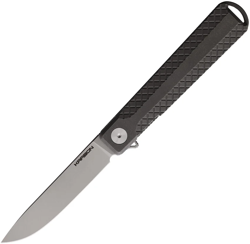 Karbon Knives Beatnik Liner Lock Knife Gray Titanium (3.25" Stonewash 20CV)