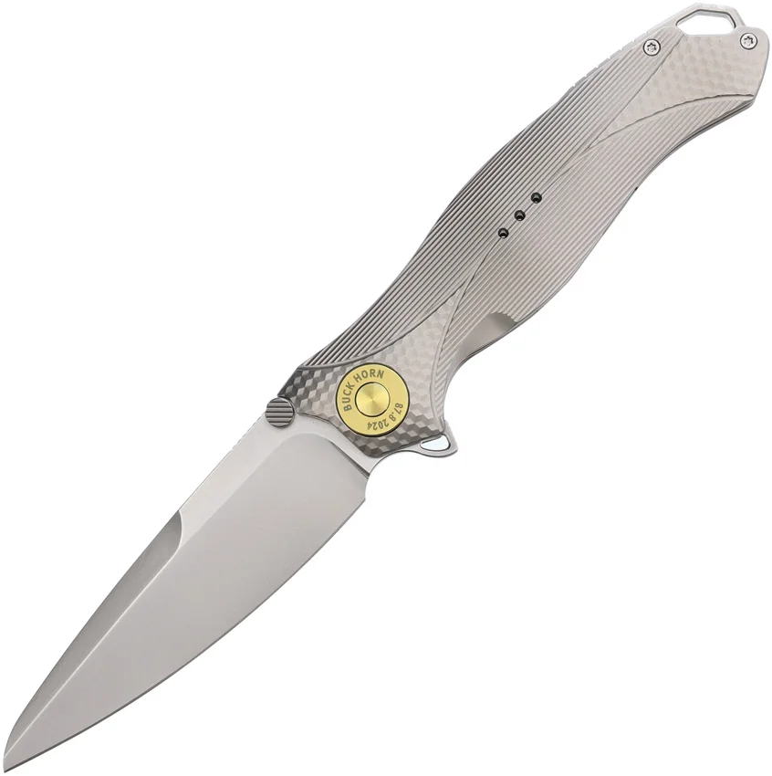 Karbon Knives Ken Onion Ketuo Buck Horn Frame Lock Knife Titanium(4" Bead Blast)