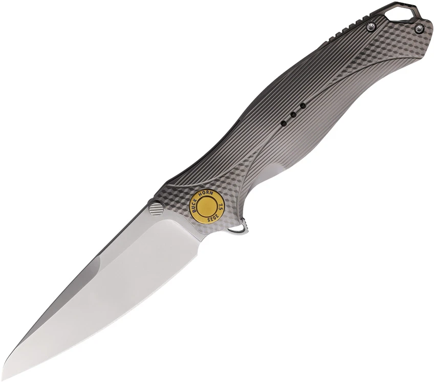 Karbon Knives Mini Buck Horn Frame Lock Knife Titanium (3.25" Bead Blast)