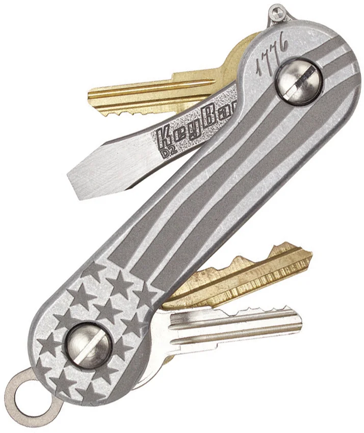 KEY-BAR Preamble w/ American Flag Aluminum Premium Pocket Key Holder/Organizer