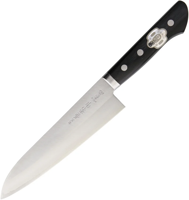 Kanetsune Kengata Kitchen Knife Smooth Black Wood (7" San Mai)  KC141