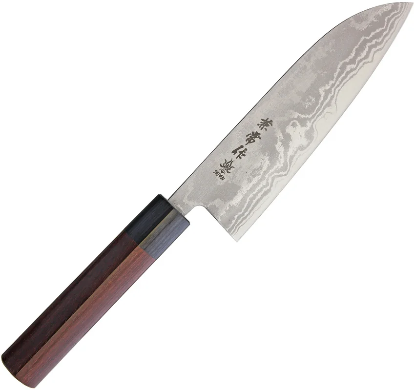 Kanetsune Santoku Kitchen Knife Sandalwood (6.5" San Mai)  KC462