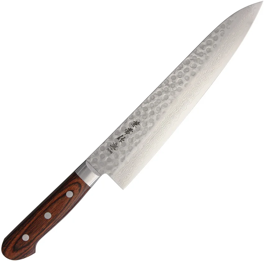 Kanetsune Gyutou Chef's Kitchen Knife  Laminated Wood (9.75" Hammered) KC901