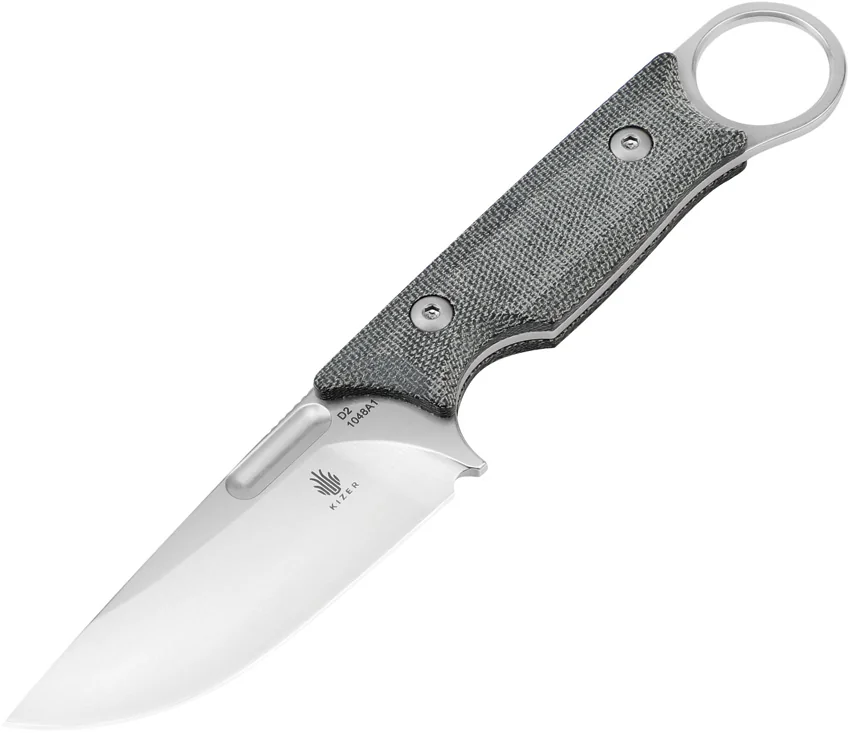 Kizer Cabox Fixed Blade Knife Black Micarta (3.75" Stonewash) 1048A1