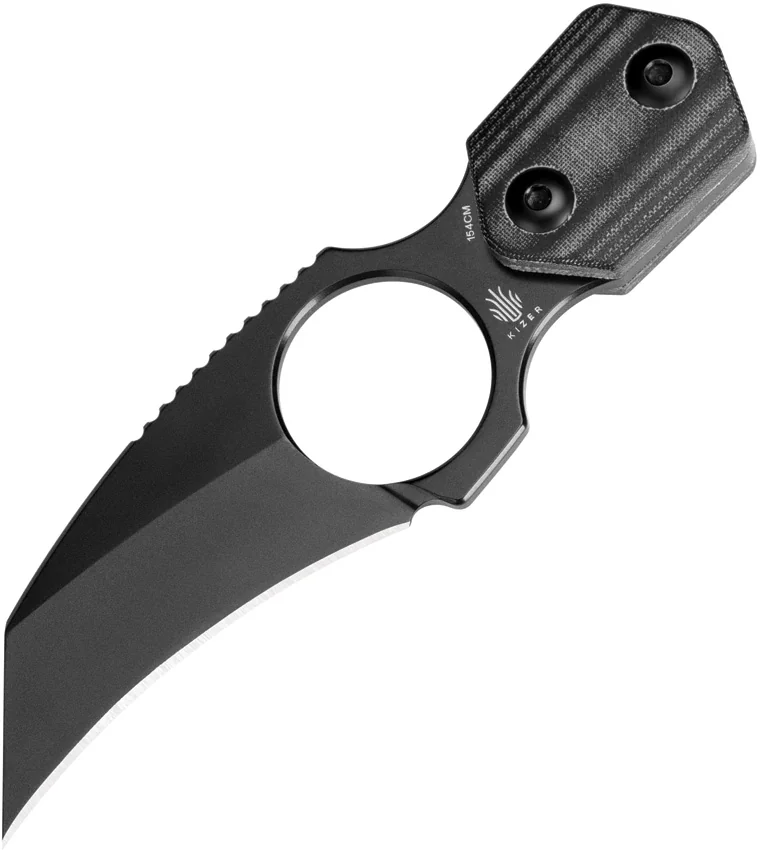Kizer Variable Claw Fixed Blade Neck Knife Micarta (3.4" Black) 1056C1
