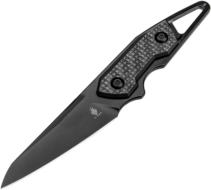 Kizer Groom Fixed Blade Knife Carbon Fiber (3.08" Black D2)