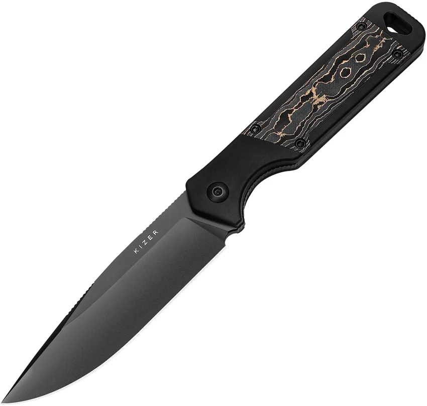 Kizer Militaw Fixed Blade Knife Black G-10 Copper Camo Fatcarbon (3.8" Black)