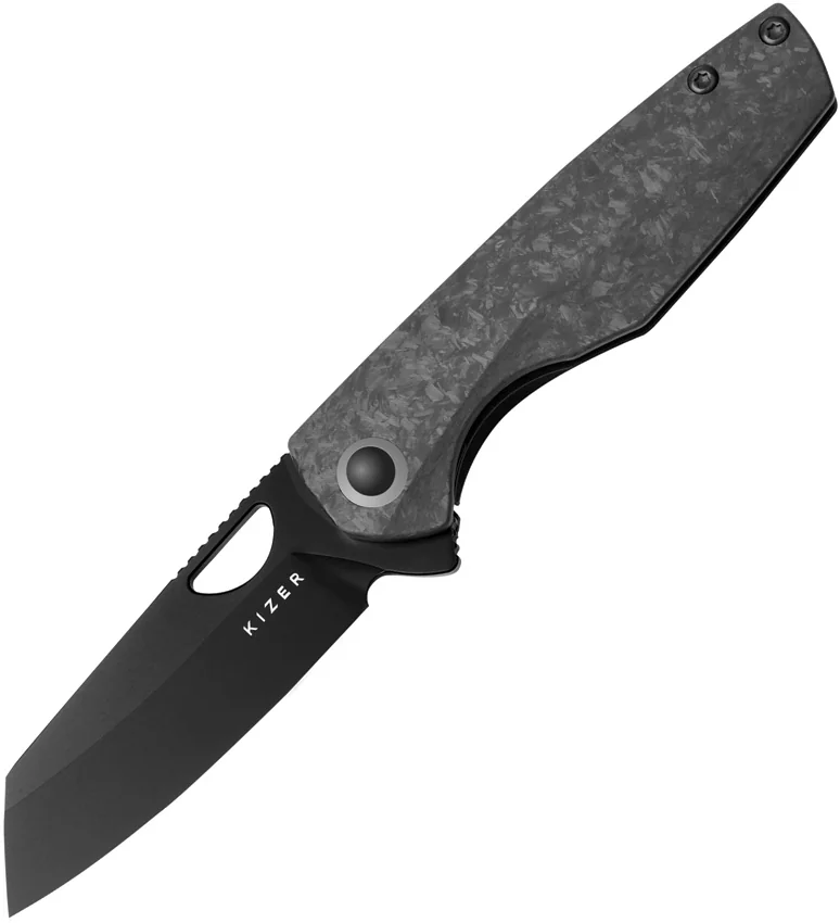 Kizer Sparrow Frame Lock Knife Ti + Marble Carbon Fiber (3.2" Black) Ki3628A2