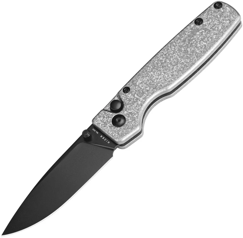 Kizer Vanguard Original XL Button Lock Knife Titanium (3.25" Black)