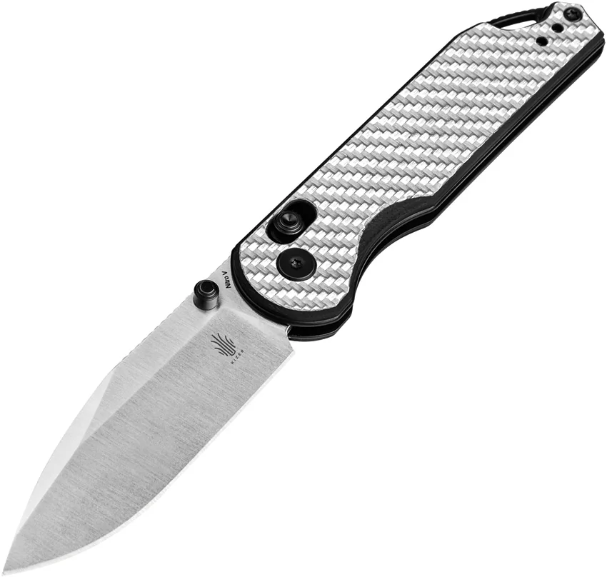 Kizer Assassin Clutch Lock Knife Silver/Black G-10 + CF (3" Satin) V3549A3