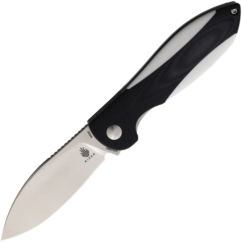 Kizer Vangard Azo Infinity Liner Lock Knife Black/White G-10 (3" Satin)
