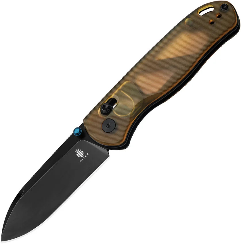Kizer Azo Drop Bear Clutch Lock Knife Yellow PEI (3" Black)