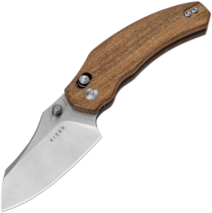 Kizer Bulldog Clutch Lock Knife Mkuruti Wood (3" SW Nitro-V) V3672A2